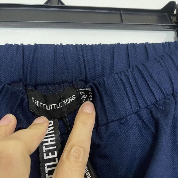 NEW! Pretty Little Thing blue pull on cargo jogger pants size US 4 - Picture 4 of 6